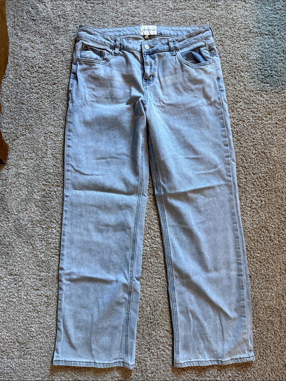 Women’s Light Blue Straight-Leg Jeans, Mid-Rise Casual Denim